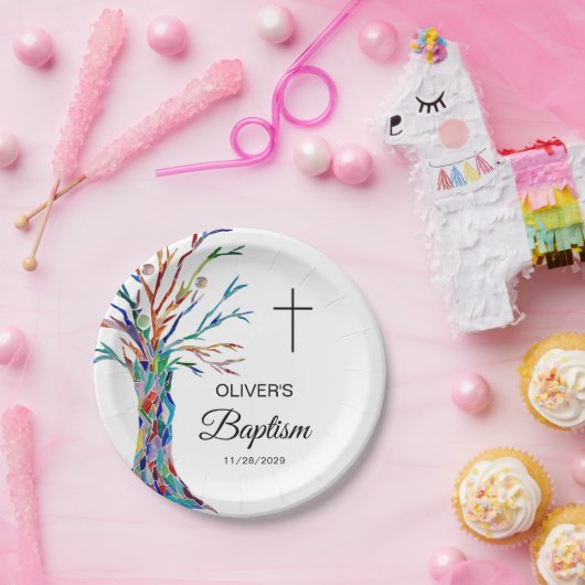 Personalisiertes Familienbaum Taufe Christening Pappteller (Party)