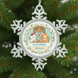 Personalisiertes Familienerbstück Schneeflocken Zinn-Ornament
