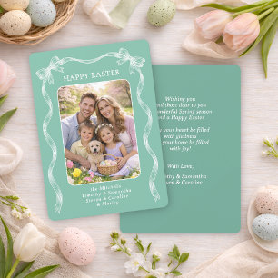 Personalisiertes Familienfoto auf mintgrünem Oster Feiertagskarte