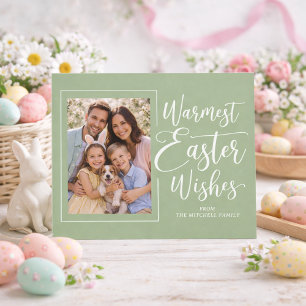 Personalisiertes Familienfoto auf Salbeigrünem Ost Postkarte