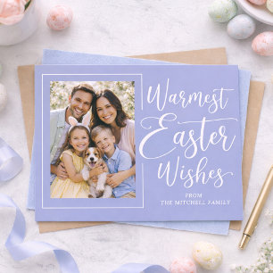 Personalisiertes Familienfoto auf violett-blauem O Postkarte