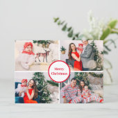 Personalisiertes Familienfoto Collage Frohe Weihna Feiertagskarte (Stehend Vorderseite)