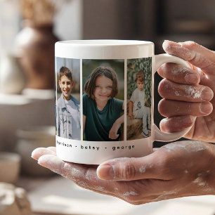 Personalisiertes Familienfoto-Collage & Namensgesc Kaffeetasse