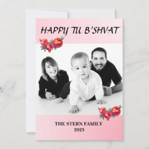 Personalisiertes Familienfoto Frohes Tu B'Schevat Feiertagskarte