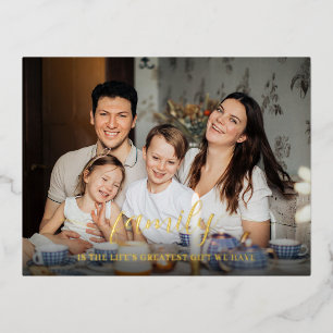 Personalisiertes Familienfoto-Geschenk Folien Feiertagspostkarte