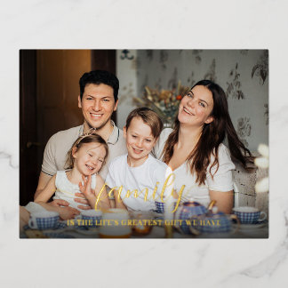 Personalisiertes Familienfoto-Geschenk Folien Feiertagspostkarte