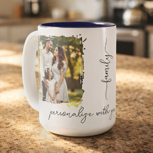 Personalisiertes Familienfoto-Geschenk für Mama Zweifarbige Tasse