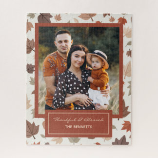 Personalisiertes Familienfoto Herbstblätter Puzzle