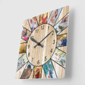 Personalisiertes Familienfoto Kiefernholz Quadratische Wanduhr (Winkel)