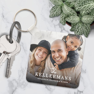 Personalisiertes Familienfoto mit Namen Schlüsselanhänger