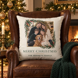 Personalisiertes Familienfoto-Weihnachtskissen Kissen