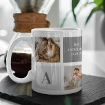 Personalisiertes Familiengeschenk Kaffeetasse<br><div class="desc">Trendy Collage Foto & Grau Bestes Familiengeschenk</div>