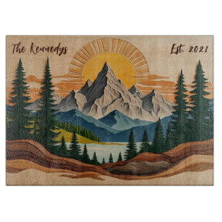 Personalisiertes Familienglas aus dem Bergwald Schneidebrett