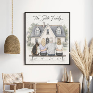 Personalisiertes Familienheim-Porträt Poster