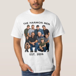 Personalisiertes Familienmänner-Foto, Name & Jahr T-Shirt