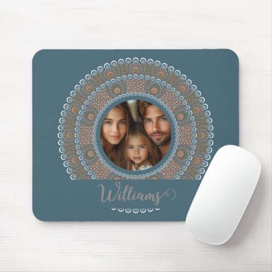 Personalisiertes Familienportrait Aquamarin und Go Mousepad (Mit Mouse)