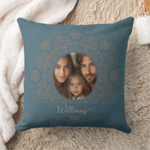 Personalisiertes Familienportrait Gold Rokoko Mand Kissen