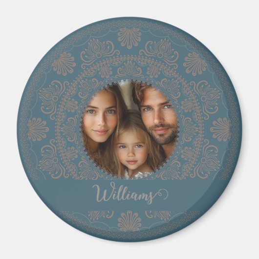Personalisiertes Familienportrait Gold Rokoko Mand Magnet (Vorne)