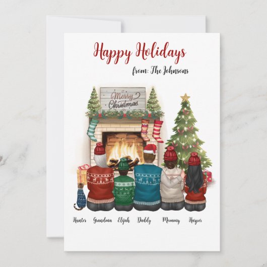 Personalisiertes Familienportrait Weihnachtskarte Einladung (Vorderseite)