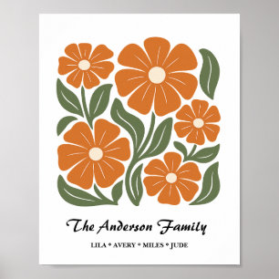 Personalisiertes Familienposter - Retro-Blumendruc Poster