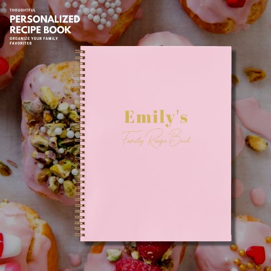 Personalisiertes Familienrezept Rosa Rosa Notizblock