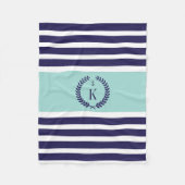 Personalisiertes Familienwappen Stripmuster Navy M Fleecedecke (Vorderseite)