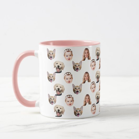 Personalisiertes Familienzimmer mit 4 Fotos Tasse (Links)