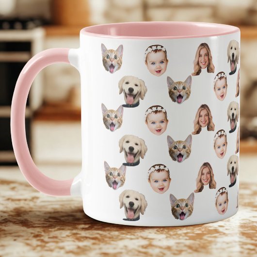 Personalisiertes Familienzimmer mit 4 Fotos Tasse