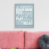 Personalisiertes Family Beach House - Blue | weiß Leinwanddruck (Insitu (Wohnzimmer))