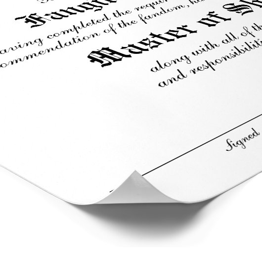 Personalisiertes Fandom-Diplom Poster (Ecke)