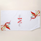 Personalisiertes Farbband-Bird-Monogramm Strandtuch (Vorderseite)