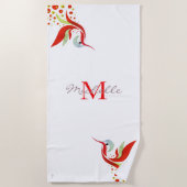 Personalisiertes Farbband-Bird-Monogramm Strandtuch (Vorderseite)