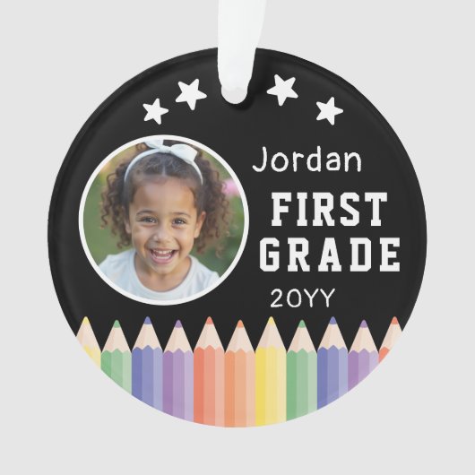 Personalisiertes Farbenfroh-Erstes Foto Keepake Ornament (Vorderseite)