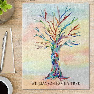 Personalisiertes farbenfrohes Familienstammbaum-Pu Puzzle