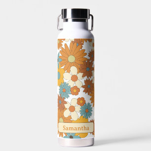Personalisiertes farbenfrohes Retro-Blumenmuster Trinkflasche