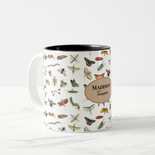 Personalisiertes farbenfrohes Vintage-Insektenmust Zweifarbige Tasse