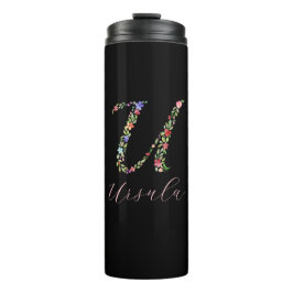 Personalisiertes Farbflorenmonogramm Buchstabe U Thermosbecher