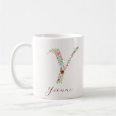 Personalisiertes Farbflorenmonogramm Letter Y Kaffeetasse (Links)
