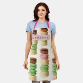 Personalisiertes Farbige Gestapelte Macaron-Muster Schürze (Getragen)