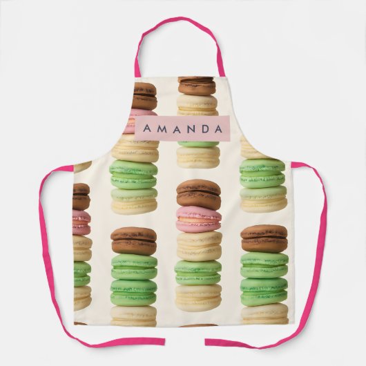 Personalisiertes Farbige Gestapelte Macaron-Muster Schürze (Vorderseite)