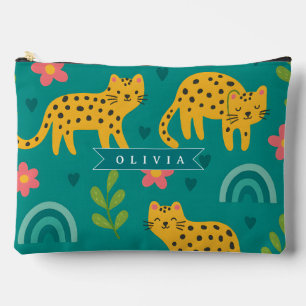Personalisiertes Farbige Spaß Leopard Dschungel Na Zubehörtasche