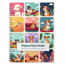 Personalisiertes Farbige Süße Hunde Notizbuch