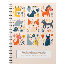 Personalisiertes Farbige Süße Hunde Notizbuch Notizblock