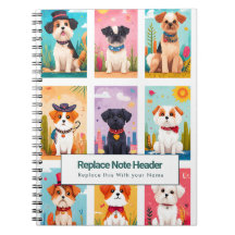Personalisiertes Farbige Süße Hunde Notizbuch