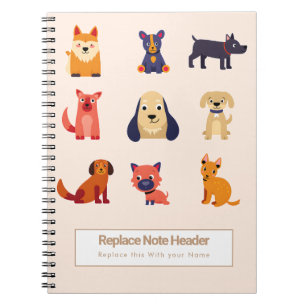 Personalisiertes Farbige Süße Hunde Notizbuch Notizblock