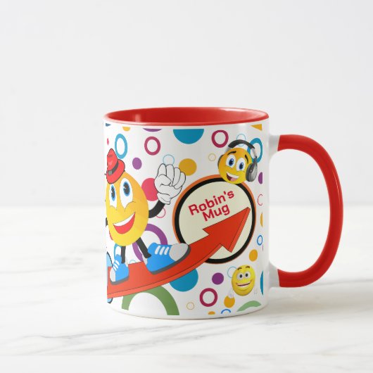 Personalisiertes farbiges Comic Emoji Design Tasse (Rechts)