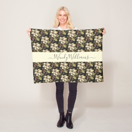 Personalisiertes, farbiges Magnolia-Blooms-Muster Fleecedecke (Beispiel)