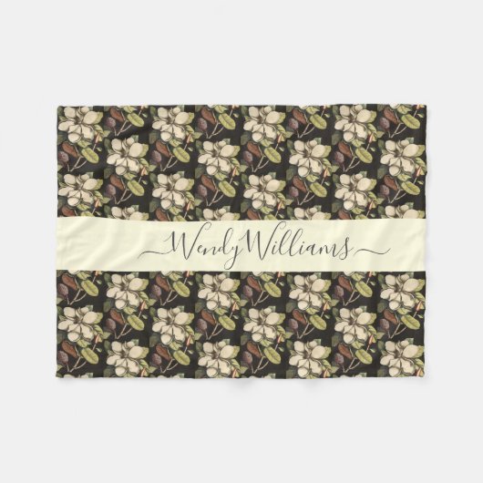 Personalisiertes, farbiges Magnolia-Blooms-Muster Fleecedecke (Vorderseite (Horizontal))