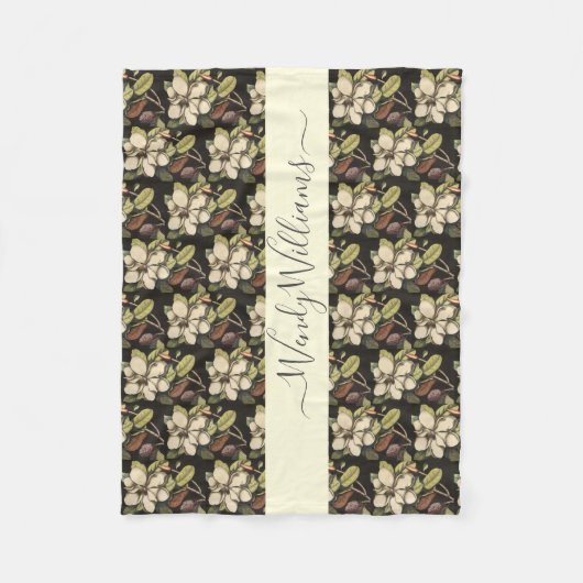 Personalisiertes, farbiges Magnolia-Blooms-Muster Fleecedecke (Vorderseite)