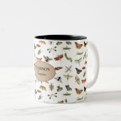 Personalisiertes, farbiges Vintages Insektenmuster Zweifarbige Tasse (VorderseiteRechts)